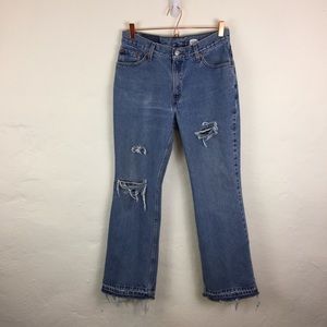 LEVIS 517 High Rise Distressed Relaxed Hem JEANS